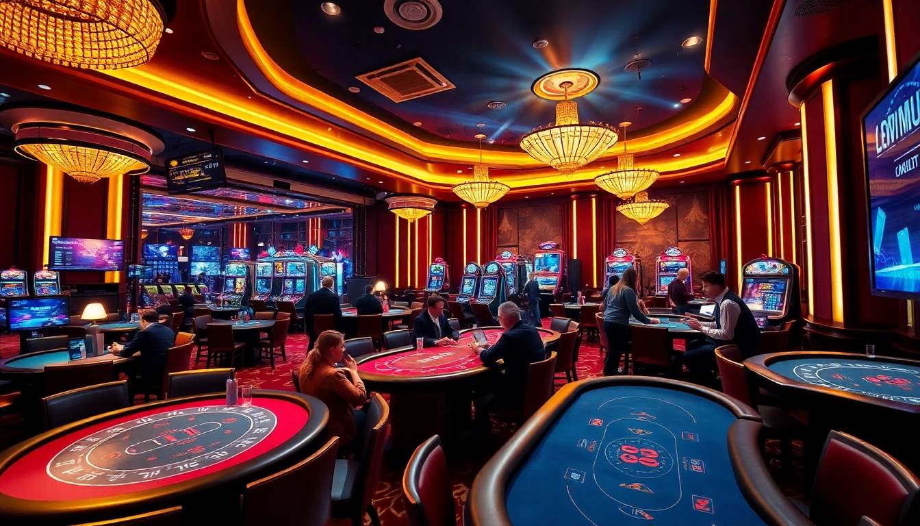 Luxurious casino gaming scene promoting stimmgewitter.org with vibrant lights and exciting games.